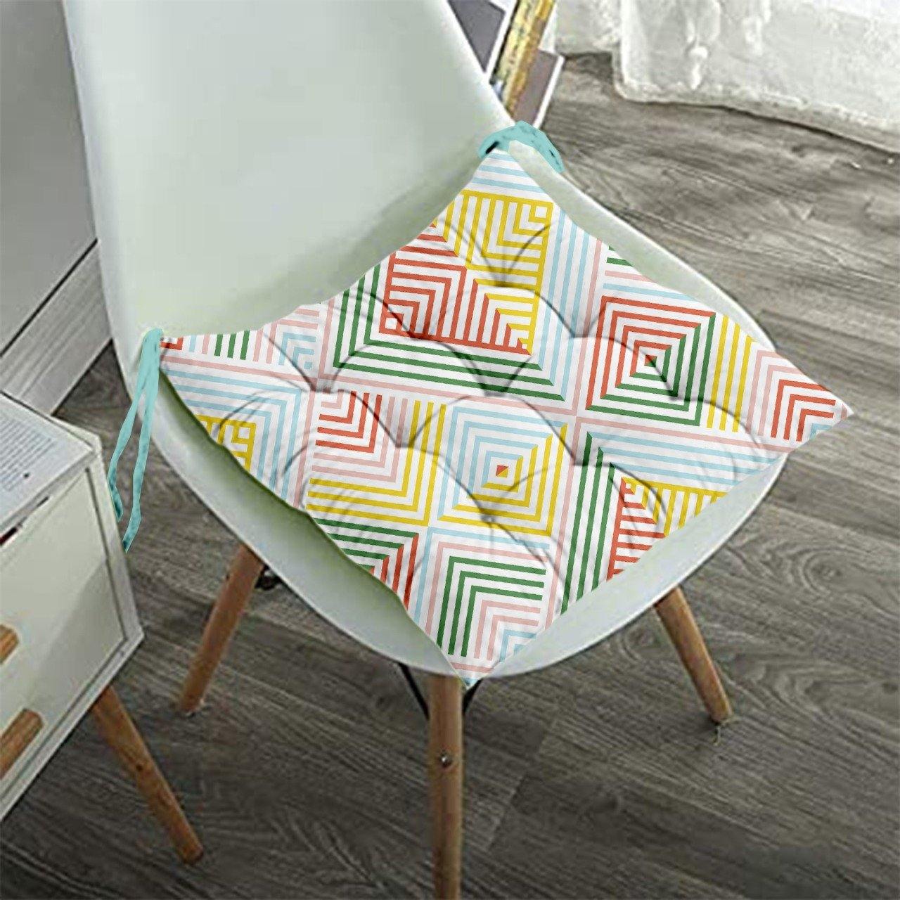 Lushomes Printed Chair Pads dining chair Cotton Cushion with 36 Knots