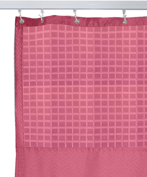 Hospital Partition Curtains, Clinic Curtains Size 6 FT W x 7 ft H, Channel Curtains with Net Fabric, 100% polyester 12 Rustfree Metal Eyelets 12 Plastic Hook, Pink, Zig Zag Design (6x7 FT, Pk of 1)