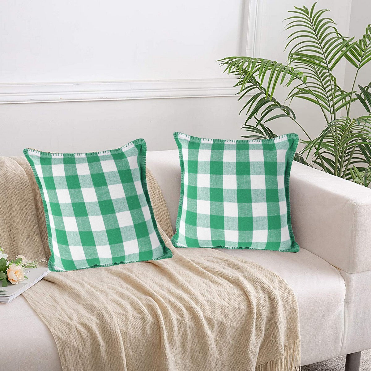 Green buffalo check pillow best sale